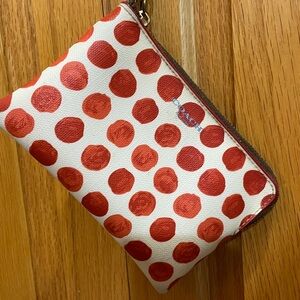 COACH Embossed Leather Wristlet Wallet 6” Bleeker Polka Dot